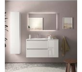 Mueble de baño bequia plus 90cm blanco brillo | lavabo porcelana grifo izquierda