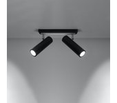 Lámpara de techo invicta 2 negro led con bombilla 3000k - 30x6x20cm sollux