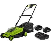 Cortacésped inalámbrico 20v céspedes hasta 500m2 - 2 baterías 4.0ah cargador doble contenedor 30l vito