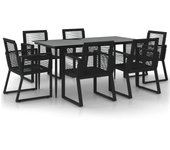 Vajilla de jardín 7 piezas pvc rattan negro