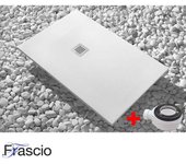 Plato de ducha 90x160 cm línea vulcano slim blanco en resina sintética y polvo de mármol con desagüe libre - frascio