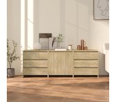 Aparador de 3 piezas | aparador de comedor | armario de cocina madera manufacturada color roble sonoma cfw21100
