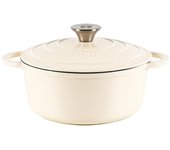 Lätt home - cocotte ovalada hierro fundido esmaltado blanco 22x10,5cm - olla 3,35 litros tapa efecto lluvia - todo tipo de cocinas - cocción uniforme