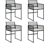 4 uds sillas de jardín | silla de exterior | sillon jardín con cojines ratán sintético negro cfw643525