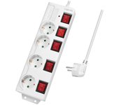 Logilink regleta de enchufes de 4 tomas, 4xcee 7/3, w. 5 interruptor, blanco cable textil logilink