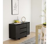 Aparador | aparador de comedor | armario de cocina con 3 cajones madera contrachapada negro 120x41x75 cm cfw79853