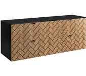 Mueble de baño, roble craft dorado, 160 x 57 x 46 cm, tiradores negros