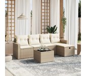 Conjunto de muebles de jardín de ratán beige de 6 piezas con cojines vidaxl