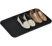 Relaxdays bandeja zapatos grande, relieve, anti goteo, zapatero, boot tray, recibidor, pp, 1 ud., 3 x 60 x 40 cm, negro