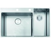 Fregadero de acero inoxidable franke box center bwx220-54-27 izquierda con tabla de cortar, juego de cuchillos y cesta de alambre 86x51cm 127.0587.643