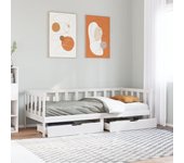 Vidaxl sofá cama con cajones madera maciza de pino blanco 90x200 cm