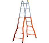 Escalera telescópica de acero 5+5 peldaños h 481 cm