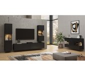 Juego de diseño de 4 muebles de salón colección eva. color negro y roble.