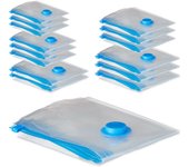 Relaxdays bolsas al vacío para ropa, pack de 15, sacos almacenamiento compresión edredones, 5 tamaños, transparente