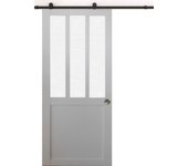 Puerta corredera de taller blanca de cristal esmerilado h204 x l83 + carril enrollable y 2 carcasas