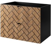 Mueble de baño, roble craft dorado, 80 x 57 x 46 cm, tiradores negros