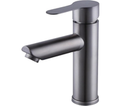 Grifo monomando de agua fría y caliente, caño recto de acero inoxidable gris, agua caliente y fría, un solo orificio, con manguera de 60 cm
