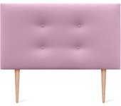 Dhome cabecero de polipiel premium pro con 2 hileras de botones y patas cabezal tapizado cama lujo (rosa, 105cm)