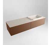 Mondiaz erin 150cm mueble de baño color rust con 2 cajones. con lavabo ridge derecho sin orificios color linen