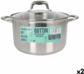 Olla con tapa de cristal quttin caesar acero ø 26 x 15,5 cm (2 unidades)