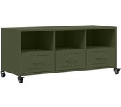 Mueble tv | mueble de salón acero laminado en frío verde oliva 100,5x39x43,5 cm cfw21701