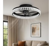 Ventilador de techo con luz 50cm creta, 30w, 3000lm, negro, silencioso, cct 6 opciones de luz blanca, mando a distancia