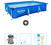 Paquete de piscina - bestway - rectángulo - 300x201x66 cm + accesorios cb46