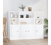 Aparador alto de madera 3 piezas | aparador de comedor | armario de cocina contrachapada blanco brillo cfw12832
