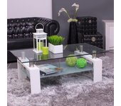Mesa de centro kenia tapa y revistero de cristal y pies de mdf - blanco