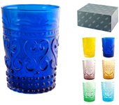 6 vasos de vidrio fiesole colores surtidos cl26 h&h