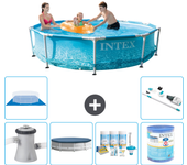 Paquete de piscina - intex - alrededor - 305x305x76 cm + accesorios a1382