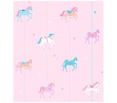 Papel pintado pared carrusel rosa - carousel pink fine decor - rollo de 10 m x 0,53 m
