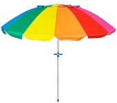 Pincho sombrilla playa grande 200cm, antiviento hasta 35km/h, protección uv50+, inclinable, 16 varillas fibra vidrio, tubo aluminio 28/32mm
