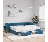 Sofá cama nido y cajones terciopelo azul 90x200 cm