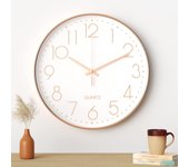 Reloj de pared moderno y silencioso de 30 cm (12 pulgadas) (carácter de oro blanco)
