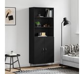 Aparador alto | aparador de comedor | armario de cocina madera contrachapada negro 69,5x34x180 cm cfw71386