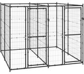 Perrera de exterior de acero 4,84 m² v5343 220 x 220 x 180 cm / negro