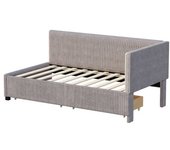 Sofá cama con 2 cajones grandes de almacenamiento, tela de terciopelo gris, 90x200 cm