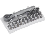 Juego de puntas de destornillador hexagonal de trinquete de acero crv, kit de tornillos con llave hexagonal mini de alta torsión multifuncional con 23