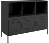 Aparador | aparador de comedor | armario de cocina de acero laminado en frío negro 100,5x39x79 cm cfw75446