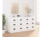 Aparador 2 piezas | aparador de comedor | armario de cocina madera contrachapada blanco brillo cfw34748