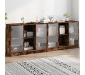 Librería con puertas de roble ahumado 204x37x75 cm