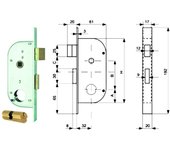 Cerradura puerta de embutir 149 mg bq zinc f.mm 20 f.redonda m2+scr+q8 e.mm 32 cf=pz 2