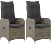 Sillones reclinable jardín y cojines 2 uds ratán sintético gris