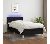 Somier de láminas con colchón y led negro 90x190 cm tela vidaxl