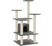 Rascador para gatos con postes de sisal gris oscuro 110 cm