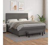Cama con somier y colchón gris 180x200 cm polipiel