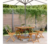Juego de comedor de jardín 5 piezas de resina trenzada y madera maciza.