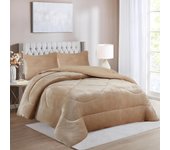 Haradeco manta sherpa para cama con fundas almohada, edredón borreguito terciopelo gruesa abriga(liso beige, 220x240cm)