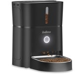 Dispensador de comida seca 3l para perros y gatos dispensador automático de comida negro con tazón de acero inoxidable 6 comidas al día